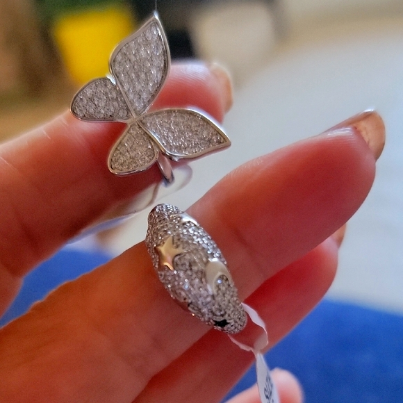 Melinda Maria Rings 6 Nwt Elegant Silver Butterfly Ring Moon Star - Picture 1 of 6